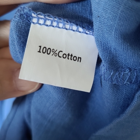 TRÏBE 100% Cotton Blue Long Sleeve Button Front Tunic Blouse Top Size 3XL - Picture 5 of 6